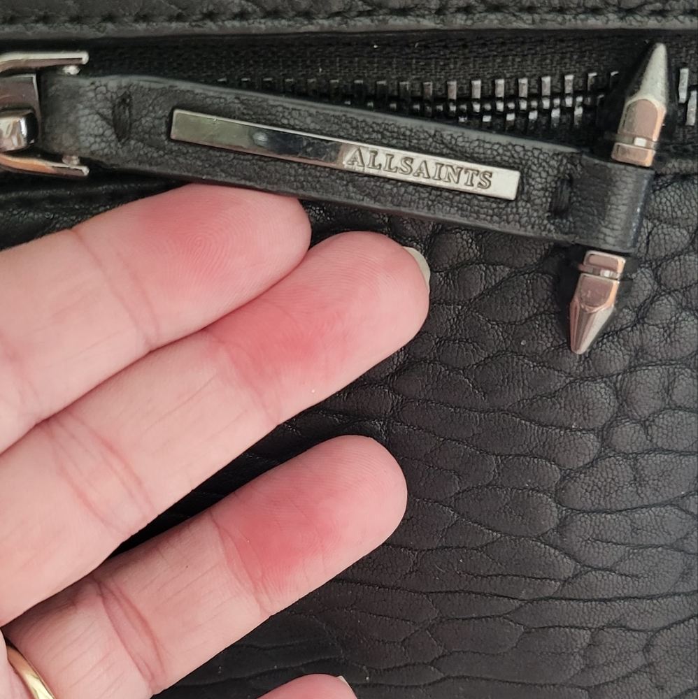 All Saints Black Textured Leather Top-Handle Bag - Picture 4 of 7